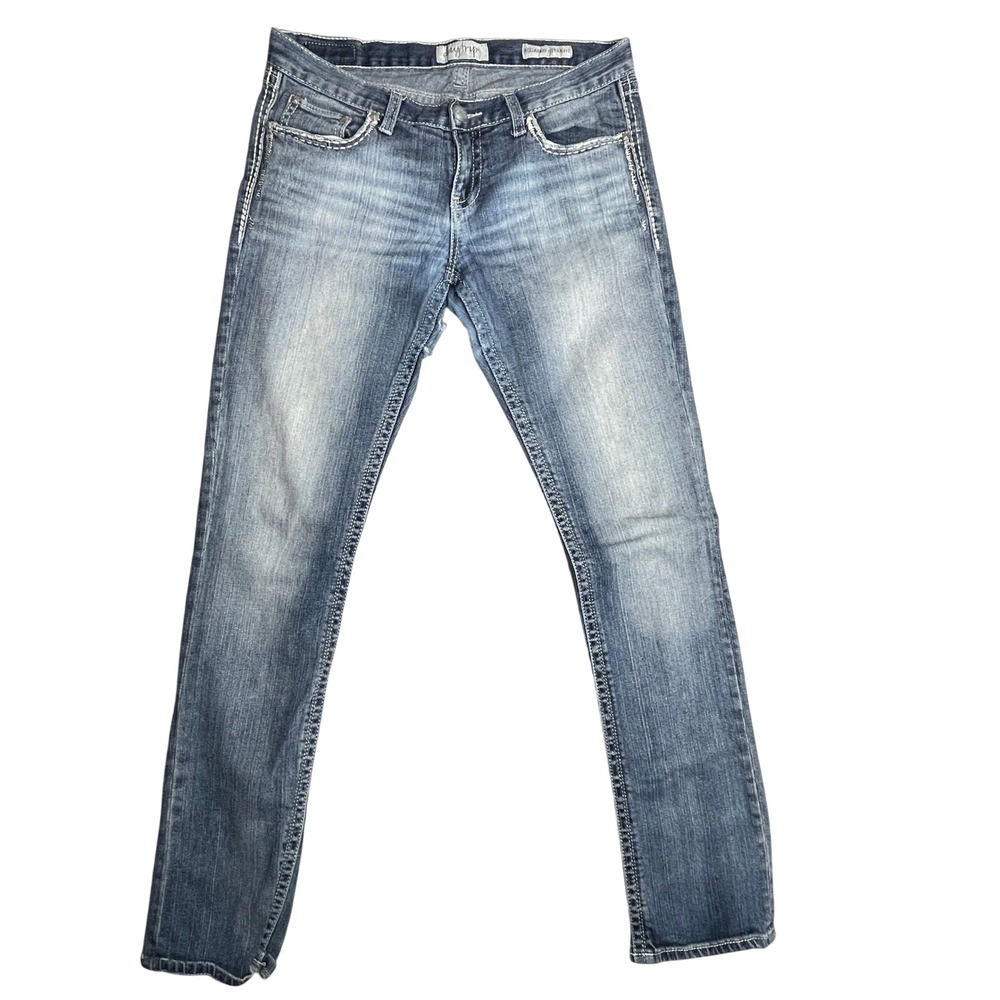 Daytrip Aquarius Straight Jeans Womens 32x32 Low Rise Embellished Medium Wash